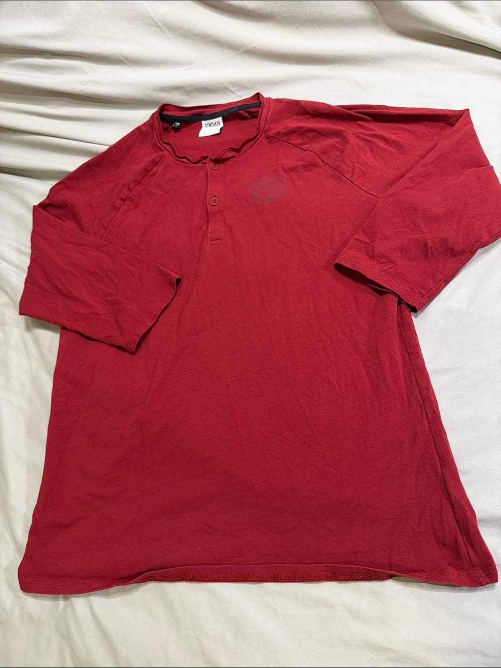 Gymshark Men's Red Long Sleeve Henley